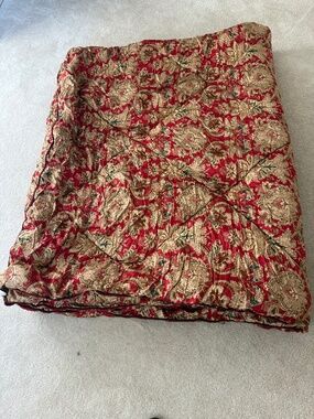 VTG Ralph LAUREN King Comforter Red Floral Design Made In USA